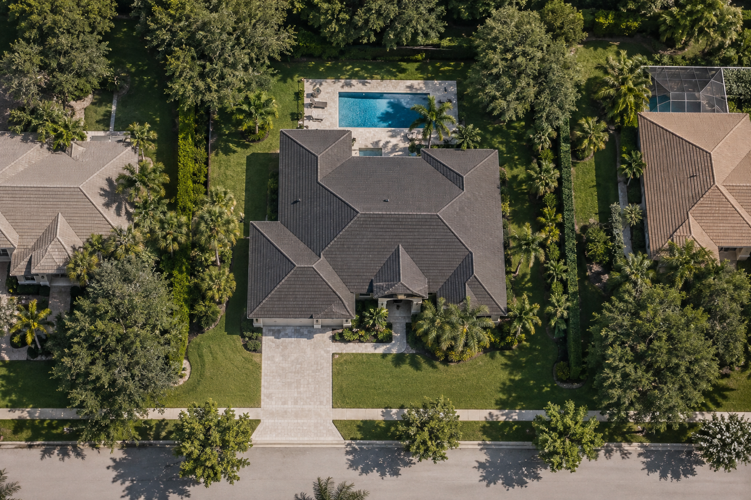 Synthetic aerial illustration of a Florida home